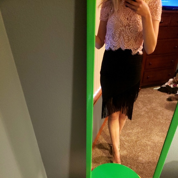 Dresses & Skirts - NWT Black Fringe Skirt!